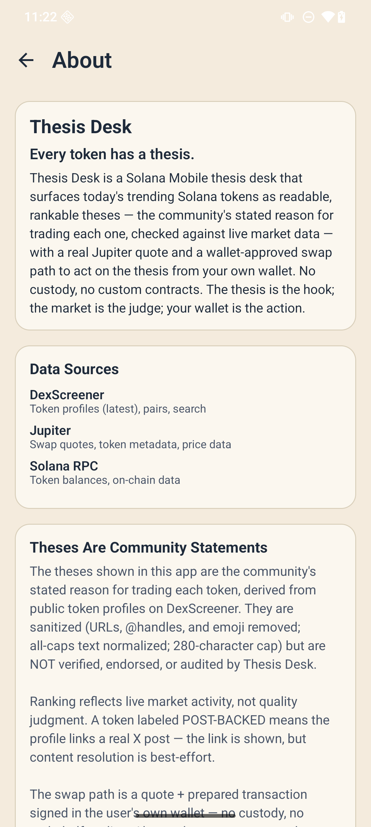 Thesis Desk About screen — what the app does and data sources