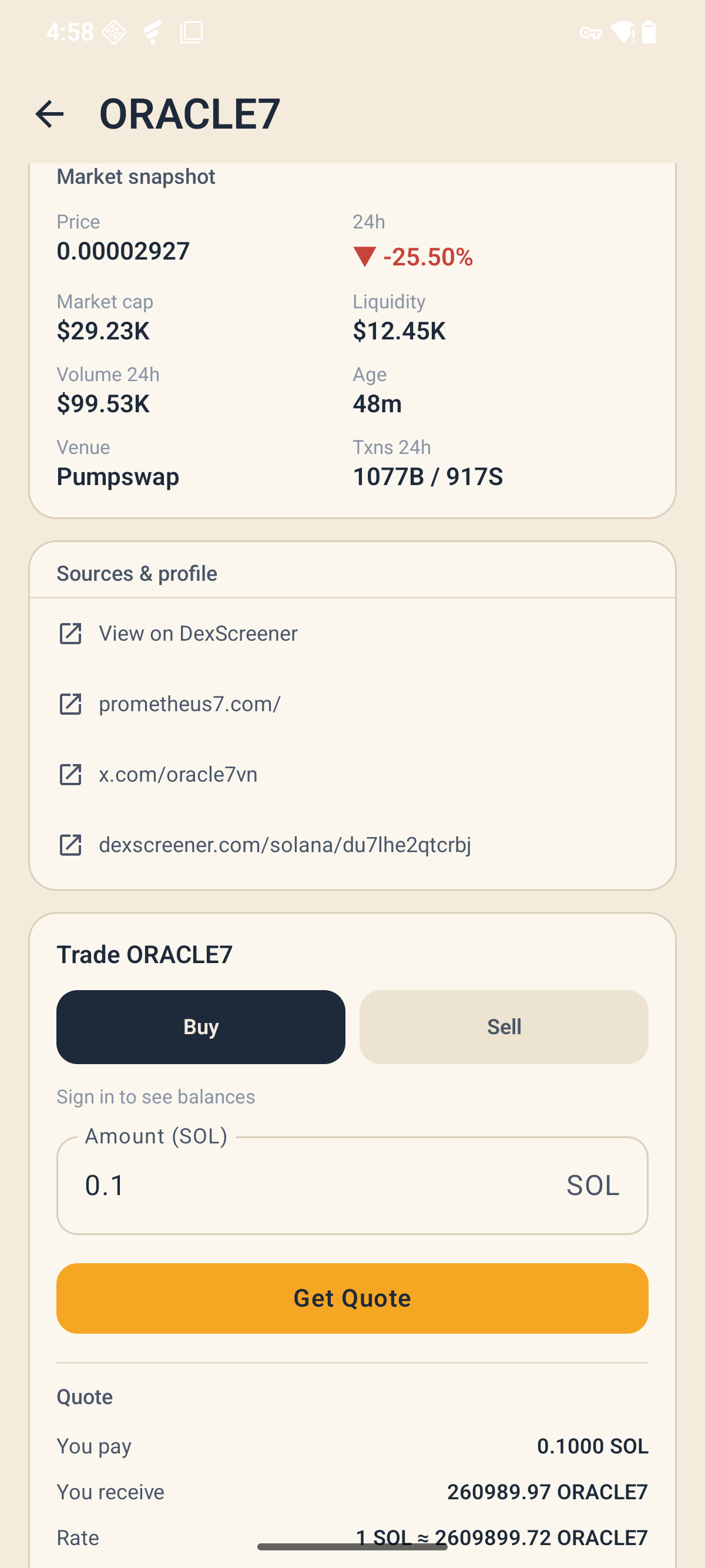 Thesis Desk trade block — real Jupiter quote with review-and-approve in wallet